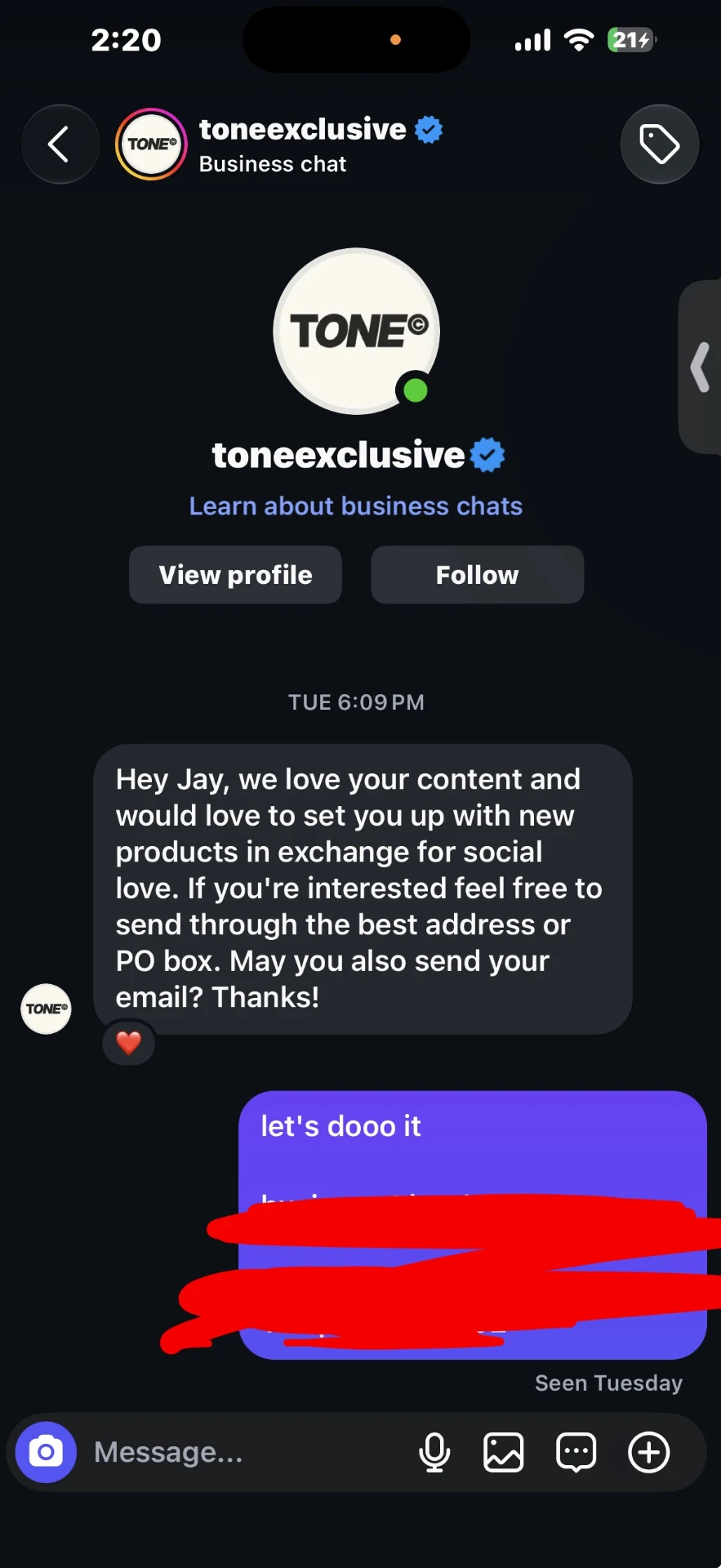 Message from a brand